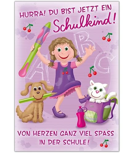 Glückwunschkarte Zur Einschulung Für Jungs - Motiv 'Hurra 2', DIN B6 (176 X 125 Mm), Perfekt Für Den Schulstart
