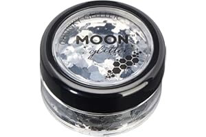 Klasyczny gruby połysk marki Moon Glitter - 100% kosmetyczny brokat do twarzy, ciała, paznokci, włosów i ust - 3g - Srebrny