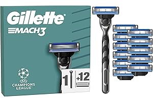 ‎GILLETTE Gillette Mach3 Standard Rasierer für Männer — Inkl, 1 Gillette Nassrasierer, 12 Ersatzklingen mit Gleitstreifen für ein Sanftes Gleiten und NEUER Klingenbeschichtung, für Weniger Hautirritation