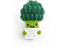 LEYITENG Positive Broccoli, Cheer Up Gifts, Funny Crochet Doll Knitted Broccoli Toy with Positive Card, Christmas Novelty Gifts Stocking Fillers Eve Box For Adults Men Presents Gift Present Chrismas Gofts Goft