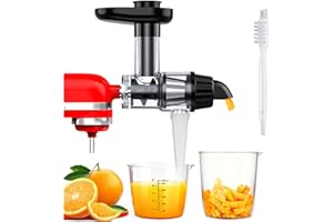 ‎MMOBIEL Entsafter Aufsatz für KitchenAid Standmixer von MMOBIEL – Slow Juicer Kaltentsafter & Frucht- und Gemüsesiebe – Inklusive Lebensmittelstopfer & Reinigungsbürste