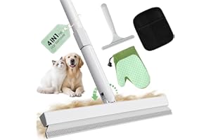 SINGINGMATE 4 in 1 Carpet Rake Kit for Pet Hair Removal Tool - Pet Hair Remover For Couch Floor Mat Carpet, Contain Pet Hair Removal Glove, Magic Brush, Scraper and 60" Adjustable Rubber Broom for Quick Clean
