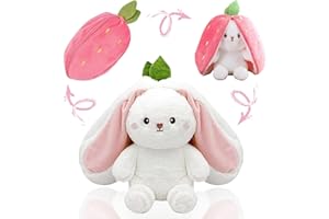 Gxhong Coniglio Giocattolo Ripieno, Bunny Peluche Giocattolo, Cuscino di Peluche di Coniglio Fragola, Decorazione Giocattolo Peluche di Coniglio, Bambola Coniglio per Ragazzi Ragazze Pasqua Regalo