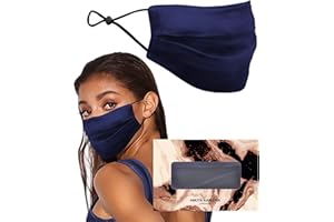 KARIZMA Beverly Hills Silk Face Mask. Navy Fashionable Designer Face Mask for Women. Washable Fabric Face Mask Reusable Facemask. 19 Momme Mulberry Silk Mask - Luxury Fashion Masks for Women