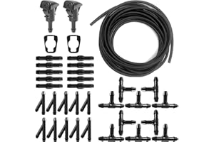 HAXIHA 5m Kit de Tuyau Essuie Glace,Tuyau de Liquide de Lave-Glace,Durite Tuyau Essuie Glace Universel,Tuyau Flexible avec 30 Pièces Raccord de Tuyau(Type Y I T) + 2 Pièces Buse D'essuie Glace