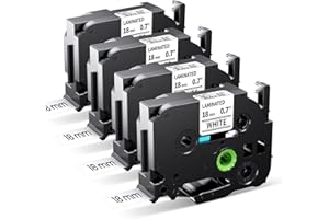MarkField TZe-241 Ruban 18mm Compatible avec Brother P touch étiquette Noir sur Blanc TZ TZe241 0.7" tape Cassette, pour PT-P710BT Cube P700 P910BT, PT-D400 D410 D450 D600, PT-2430, 4 Pack
