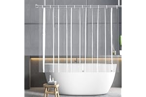 YISURE Short Shower Curtain Liner 180x150cm, PEVA Shorter Length Shower Curtain Clear with Magnetic Bottom Mold Resistant, Plastic Hooks, Width 70 x Height 59