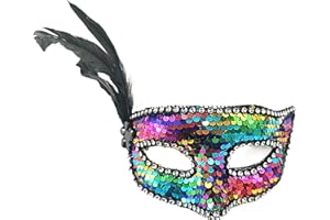 CARNAVALIFE Máscara de Carnaval de Pluma Colombina, Antifaz Veneciana con Brillantina y Plumas Suaves, Mascara Retro Vintage Años 80 Baile, Disfraz de Fiesta