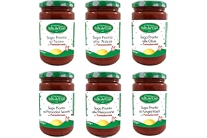 ‎VALLE DEL CRATI ECCELLENZE GASTRONOMICHE DAL 1998 Valle del Crati Italienische Saucen | fertige Tomatensaucen sechs Geschmacksrichtungen | Rositische Pilze, getrocknete Tomaten, Thunfisch, Nduja, Auberginen, Oliven | 5 Minuten fertig | 6 Glas à 280g
