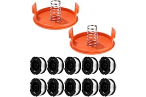 XESPIS 14 sztuk szpula do podkaszarki do trawy Black Decker, A6481 A6485, szpula żyłkowa do podkaszarki Black i Decker, szpula trymera AF100 (10 zapasowych szpul + 2 nasadki + 2 sprężyny)