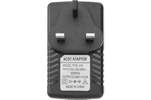 SHINEOFI DC Power Supply Adapter POE Injector DC 48V 0.5A Injector Power Supply Over Ethernet Adapter with UK Plug for 48V Device