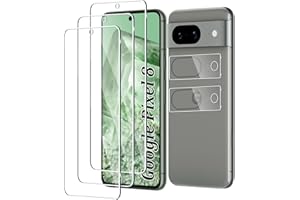 Fyqzio [3+2 sztuki] Osłona ekranu ze szkła hartowanego kompatybilna z Google Pixel 8 i aparatem, bez pęcherzyków powietrza, twardość 9H, odporna na zarysowania, osłona ekranu HD do Google Pixel 8