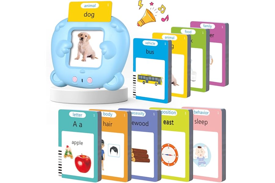 Talking Flash Cards for Toddler Toys for 2 3 4 5 6 Year Old Baby Boys Preschool Learning Resources Educational Montessori Sensory Toys for Autism with 510 Words Interactive Gifts For Kids Age 2-6