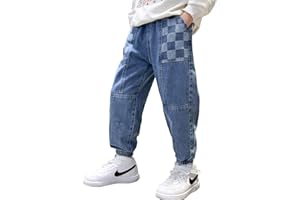 MEILONGER Baggy Jeans Ragazzi Bambini Elastici con Vita Stretch Moda Denim Pantaloni Taglie 8, 10-12, 14-16