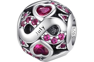 LNQOBU 925 Sterling Silver Birthstone Charms for Pandora Bracelets or Necklace with 5A Cubic Zirconia Bead Charms for Womens Birthday Gift