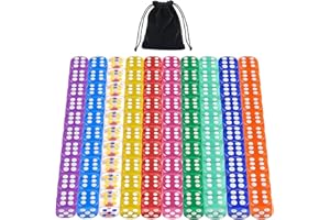 DEAMOS 100 Pcs Game Dice Set,10 Transparent Colors 6 Sided Acrylic Dice Set,16MM Magic the Gathering Dice for Tenzi, Farkle, Yahtzee, Bunco or Teaching Math Teaching,Family Party,with 1 Dice Storage Bag