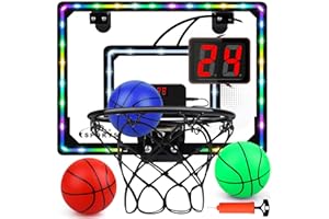 Auney Mini Basketballkorb Kinder Indoor,Basketball Korb im Zimmer Wandmontage mit 3 Basketball,Elektronische Anzeigetafel,Sport Spielzeug Satz Geschenke für Jungen