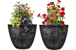 SG Traders Pack Of 2 X-Large Plastic Round Chengdu Garden Plant Pots Planter Indoor Outdoor Pots Top Diameter Flower Pot with Drainage Holes, Beautiful Planters for Your Garden Needs (30, 36, 40cm)