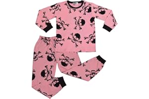 A2Z 4 Kids Girls Boys Skull n Bones Children PJs 2 Piece Cotton Set Lounge Suit Nightwear Sleepwear Unisex Top Bottom Pyjamas Loungewear Dress Up Outfit Set Gifts for Children Age 5-13 years