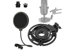 Rigych Mikrofon Shock Mount für Razer Seiren V2 Pro Mic, Professionelle Mikrofonspinne Halterung Clip mit Pop-Filter und 5/8 auf 3/8 Schraube Adapter für Studioaufnahmen und Streaming