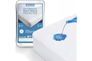 Acrali Home 100% Waterproof Mattress Protector Double Bed With Extra Deep 40 CM Skirt, Premium Terry Towel Cotton, Anti Allergy Double Mattress Protector - Washable & Nonslip Mattress Cover