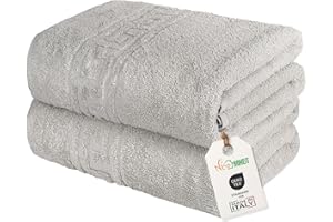 nice homeit Lot de 2 Grandes Serviettes de Bain 100 x 150 cm – Extra Large Serviette de Bain en 100% Coton Fil à Anneau – Extra Doux et Absorbant. Fabriqué en Italie – Gris