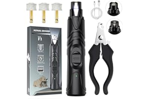 ETENTOUS Pet Dog Nail Grinder, Professional Pet Nail Grinder Low Noise, 2-Speed Mode Dog Claw Grinder Pet Nail Trimmer with LED Light, for Small Medium Large Breed Dog and Cat (Black)