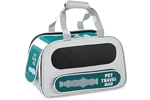 ALLSOPETS Transportín Perro Gato, Bolsa Transporte Portátil para Mascotas, Transportador Plegable para Gatos con Lados Blandos, Transpirable y Cómoda con Alfombrilla Extraíble Verde