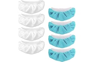 Tinoaly 8pcs Steam Mop Pads for Handheld Steam Cleaner, Microfiber Cloths Cover Replacement Accessories for Bissell Steam Shot Dupray PurSteam Comforday Attachments, Washable Reusable (2 Colors)