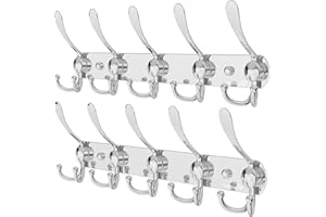 Homephix Coat Hooks Wall Mounted (Star Silver-2 Pack) - Stainless Steel Wall Hooks - Multipurpose Heavy Duty Coat Rack with Fittings Included