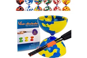 Juggle Dream Jester Diabolo-set - Professionell Diabolo med fast axel och superglashandskålar, online-inlärningsvideo - jongleringsleksak (Blå