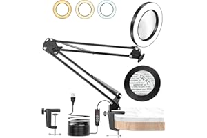 TANYO 10x Loupe Grossissante, Loupe avec 72 LED, Loupe de Lecture 1800 Lumens, 3 Modes de Couleur et 10 Niveaux de Luminosité, Loupes pour la Lecture, L'artisanat, Les Bijoux et Le Travail Rapproché.