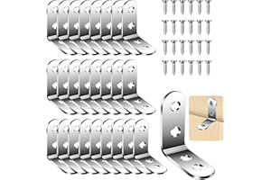 Flintronic Lot de 26 Equerre d'assemblage, Équerre de Fixation en Forme de L, Équerres de Fixation, Équerre de Fixation en Métal, Equerre Inox pour la Fixation et la Réparation de Meubles(40x40x16mm)