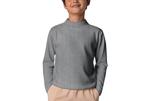 Arshiner sous-vêtements pour Enfants Haut Thermique Garçons Thermal T-Shirt à Manches Longues Hauts Classiques sous-vêtements Slim Fit Hauts Pulls à col Montant décontractés 5-12 Ans