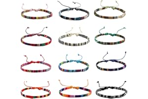 Ormromra 12 sztuk czeskich tkanych bransoletek, wielokolorowe bransoletki przyjaźni, ręcznie robione plecione bransoletki, regulowane bransoletki przyjaźni dla dzieci, kobiet, mężczyzn