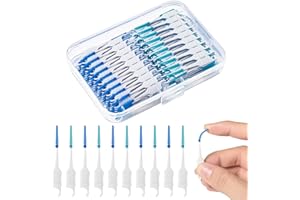 RAYITO 250 Pieces Interdental Brushes, Silicone Dental Brushes 2-in-1 Blue Tooth Floss Picks Teeth Floss Sticks Dental Toothpicks Cleaning Tool for Braces Oral Cleaning(Blue, Green)