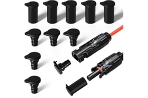 Jadeshay Nasadki chroniące przed kurzem, 10 par silikonowych, pyłoszczelnych, wodoszczelnych, do paneli słonecznych, zaślepek przyłączeniowych do inwertera solarnego, wtyczki PV (czarne)