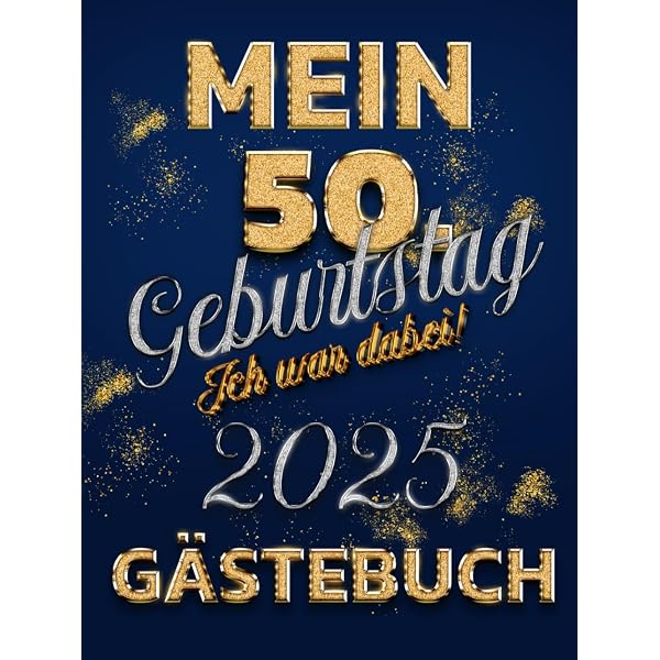 Outus Gästebuch Zum 50. Geburtstag – Schwarz-Gold, 22,6x30,5 Cm (zugeklappt), Für Partys, Inkl. Linien Für Nachrichten