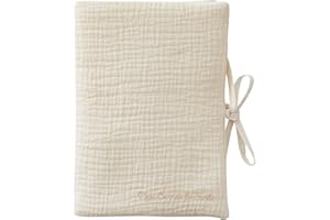 BB&CO Protège-carnet de santé gaze de coton (Mousse de lait) - joli et pratique en pur coton - 100% coton. Garnissage 100% polyester - légèrement rembourré - Broderie Mon carnet de santé sur le devant.