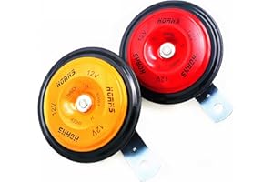 YIYIDA Universal Fit 12V Metal Twin Horn Kit, 118DB Super Loud High & Low Tone, Compact Red, Car, Truck, Motorcycle, Boat Horn