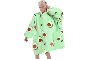 ADISPUTENT Kids Oversized Hoodie Blanket Fleece Sherpa Snuggle Sweatshirts Cute Animals Pattern Fluffy Pullover Ultra Soft Winter Warm Wearable Blanket for Boys Girls