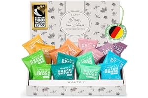 WALTZ 7 Set Bombe da Doccia, 16 Pastiglie, 8 Profumi Naturali, Aromaterapia per Relax e Benessere, Oli Essenziali, Idee Regalo Donna, Uomo, Compleanno, Originale Utile