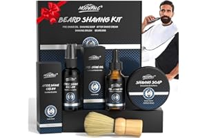 POP MODERN.C 5-teiliges Rasierset für Männer, Geschenkset, inklusive Rasierseife, Butter, Bart, Latzschürze, Rasieröl, Aftershave-Lotion, Creme, Rasierpinsel, Herrenrasur