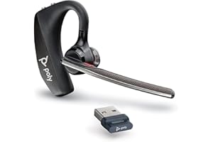 Poly Voyager 5200 UC Wireless Headset & Charging Cradle (Plantronics), Słuchawki Bluetooth z pojedynczym uchem (mono) z mikrofonem redukującym szumy, łączą się z telefonami/mac/PC przez Bluetooth