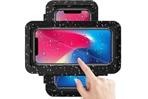 QeeHeng Dusch-Telefonhalter wasserdicht – Anti-Beschlag-Hochempfindlicher Touchscreen, 360° drehbare Wandhalterung, Duschgehäuse für Telefon für Badezimmer, Wandspiegel, Badewanne (7 Zoll) (schwarz)