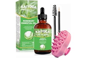 KAIYOCA Aceite de Romero para el Crecimiento del Cabello - con Masajeador del Cuero Cabelludo, Orgánico Puro para Cejas y Pestañas, Nutre el Cuero Cabelludo, Estimula el Crecimiento del Cabello, 60ml