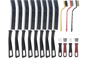 Minnhua 15pcs Cepillo Limpieza Cepillo de Limpieza de Grietas de Cerdas Duras con 8 Cepillo Juntas Limpieza Hogar+ 3 Cepillos de Alambre+ 4 Rascadores de Cepillo Cerdas Duras Multifuncional