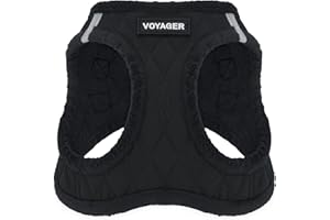 Voyager Step-In Plüsch-Hundegeschirr by Best Pet Supplies - Step-In-Westengeschirr für kleine und mittelgroße Hunde, Weicher Plüsch, Schwarzer Plüsch, size M - Brust 40- 45 cm