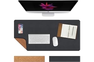 Korkowa podkładka na biurko Vicloon, 90 cm x 43 cm Podkładka na biurko ze skóry PU Blotter na biurko Mata do pisania Dwustronna podkładka pod mysz Mata na biurko na laptopa Antypoślizgowa (czarna)