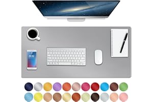 Boutilon Leather Desk Mat,Desk Pad,Desktop mat,Waterproof Desk Mat for Desktop, Desk Mat for Keyboard and Mouse,Leather Mouse Pad Protector for Office and Home,76 * 36.5cm (M Grey)